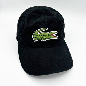 Lacoste Big Croc Logo Black Baseball Cap Hat Adjustable One Size
